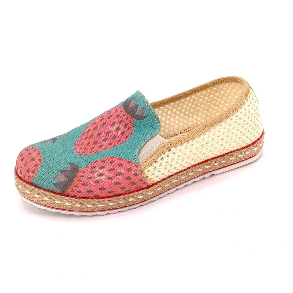 Goby Strawberry Print Espadrille Slip On Shoes Size 39 US 9